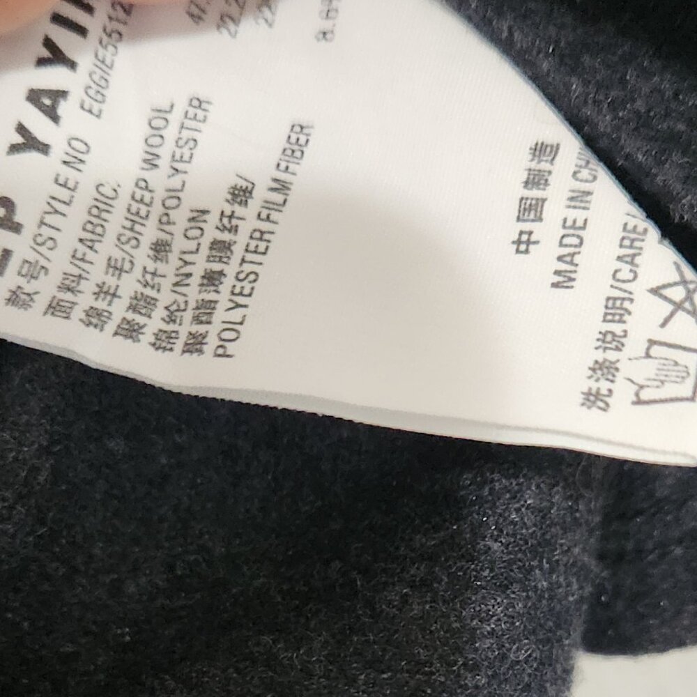 EP Yaying Women's Black V-neck Wool Top Size 3(S) Long Sleeve 3 button Faux Wrap - Picture 7 of 7
